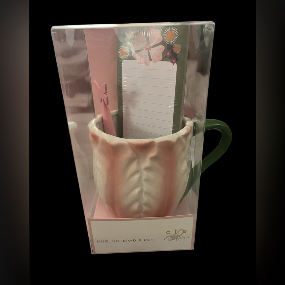 Tulip shaped Mug Set w/ notepad and pen - New in package.